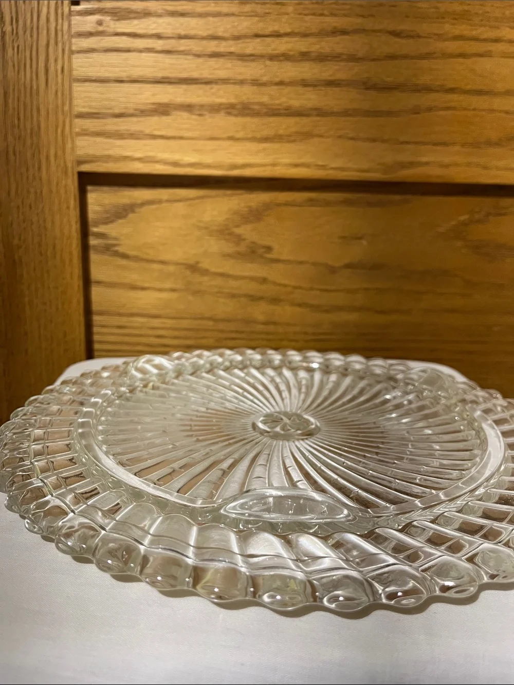 Clear Glass Serving Platter - Elegant Swirl Design
